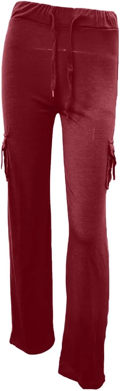 Cargo Pants for Women Bootcut Yoga Pants with Pockets Baggy Wide Leg Palazzo Pants Drawstring High Waisted Joggers