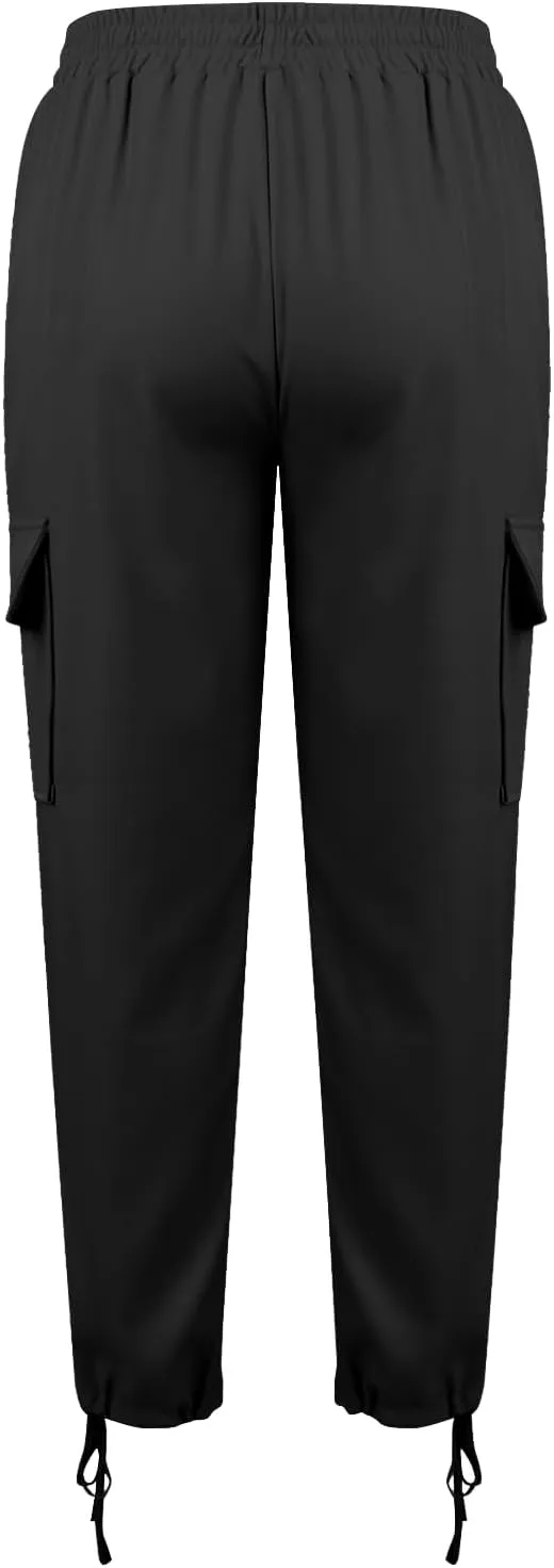 Cargo Sweatpants for Women Drawstring Straight Leg Cargo Joggers with Pockets High Waisted Hiking Pants Lounge Pants