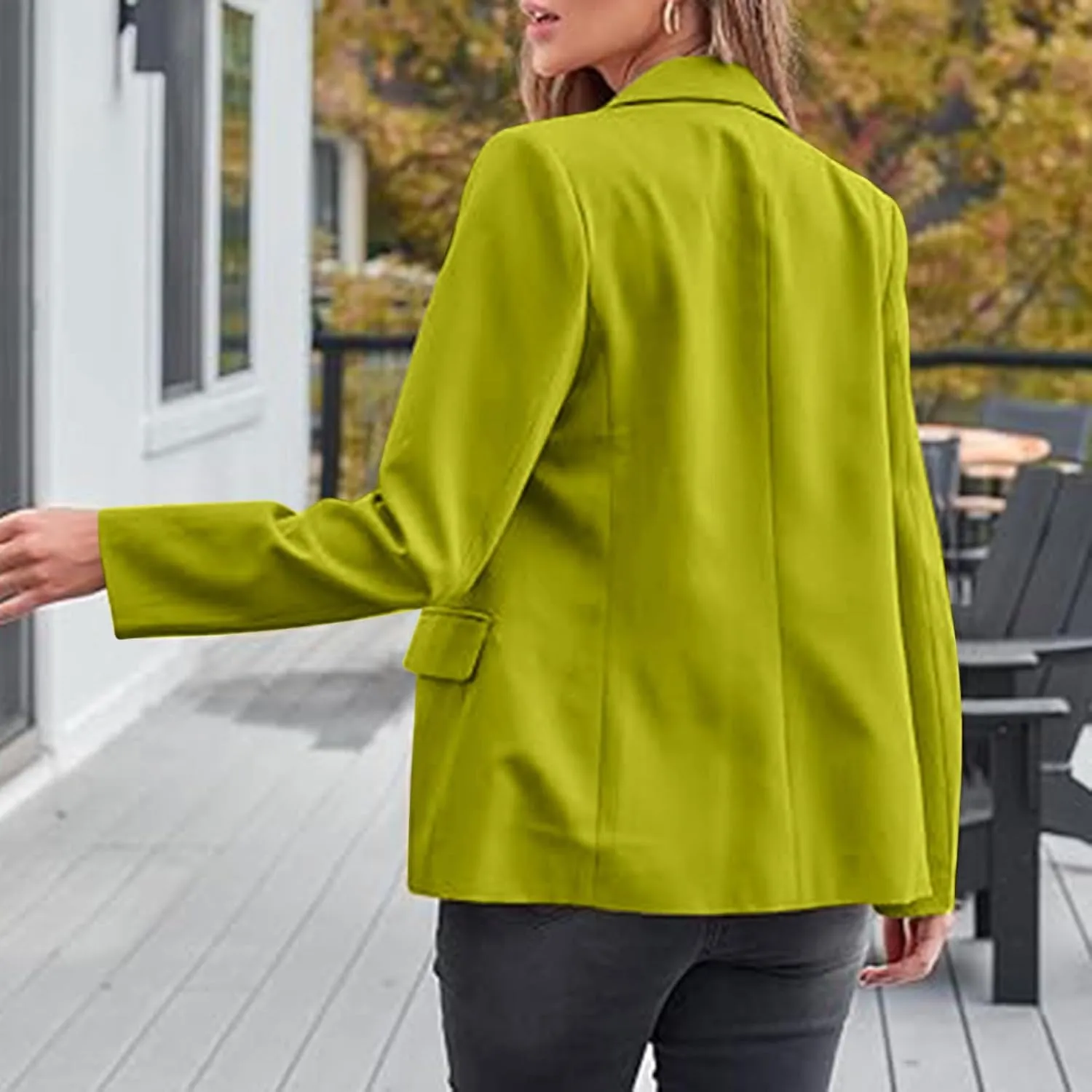 Casual Solid Blazers for Women Business Open Front Office Button Blazer Coat Fall Lapel Plus Size Blazer Jacket