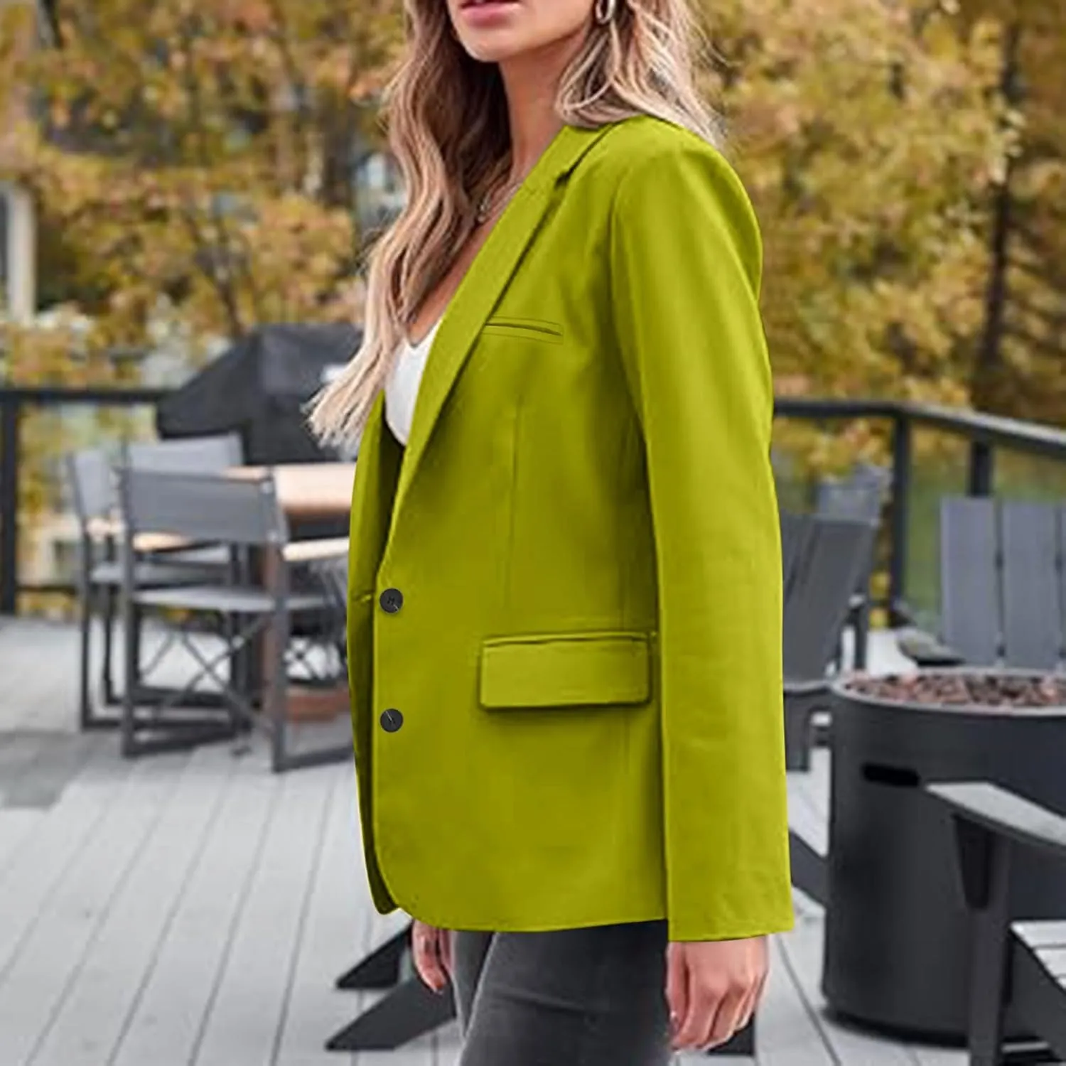 Casual Solid Blazers for Women Business Open Front Office Button Blazer Coat Fall Lapel Plus Size Blazer Jacket