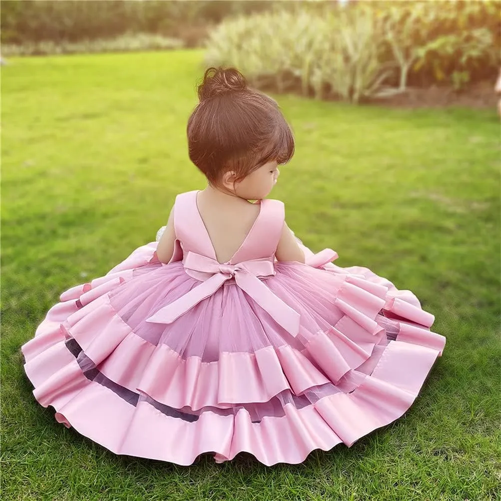 CMMCHAAH 0-6 Years Baby Girls Pageant Dress Toddler Formal Backless Wedding Bridesmaid Dresses
