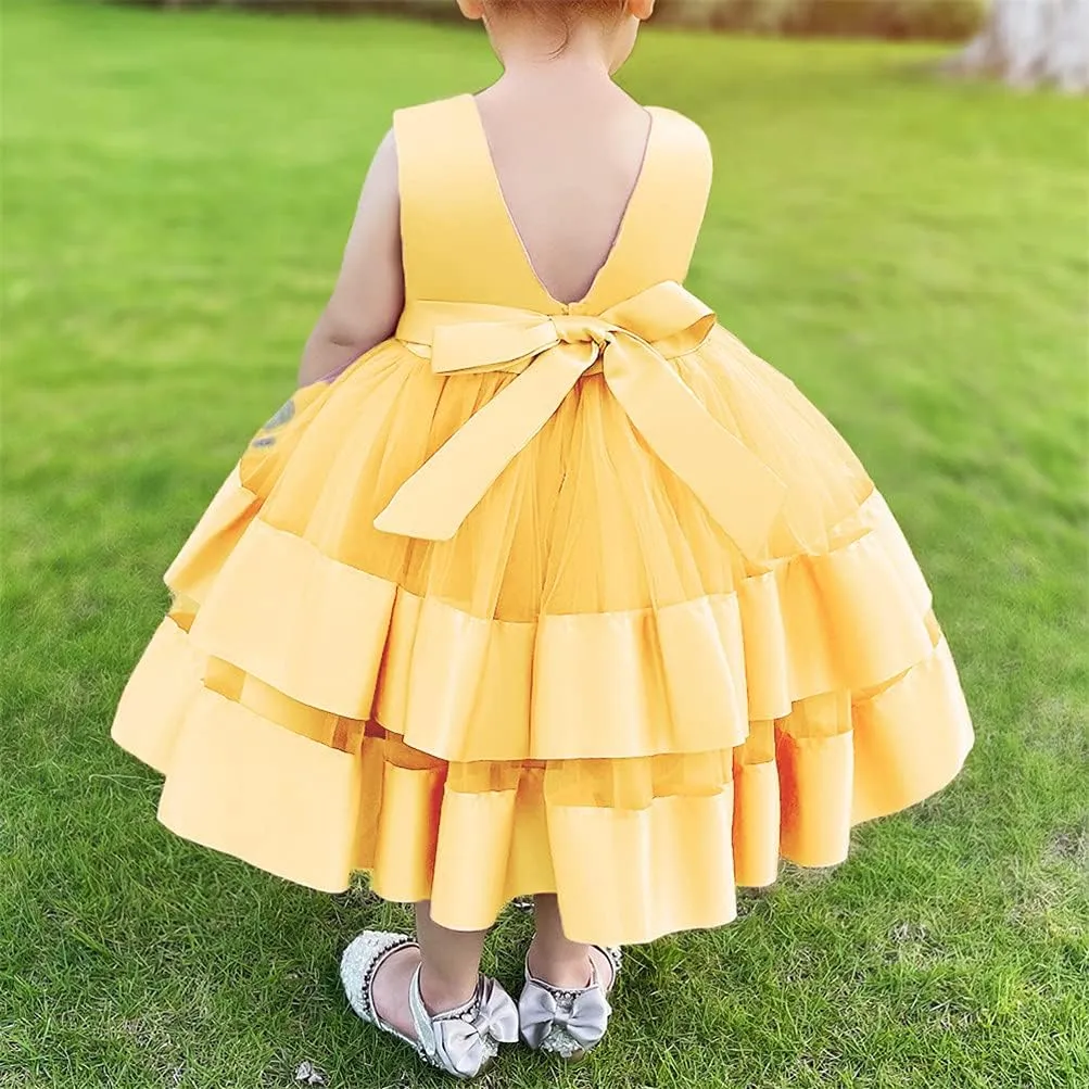 CMMCHAAH 0-6 Years Baby Girls Pageant Dress Toddler Formal Backless Wedding Bridesmaid Dresses