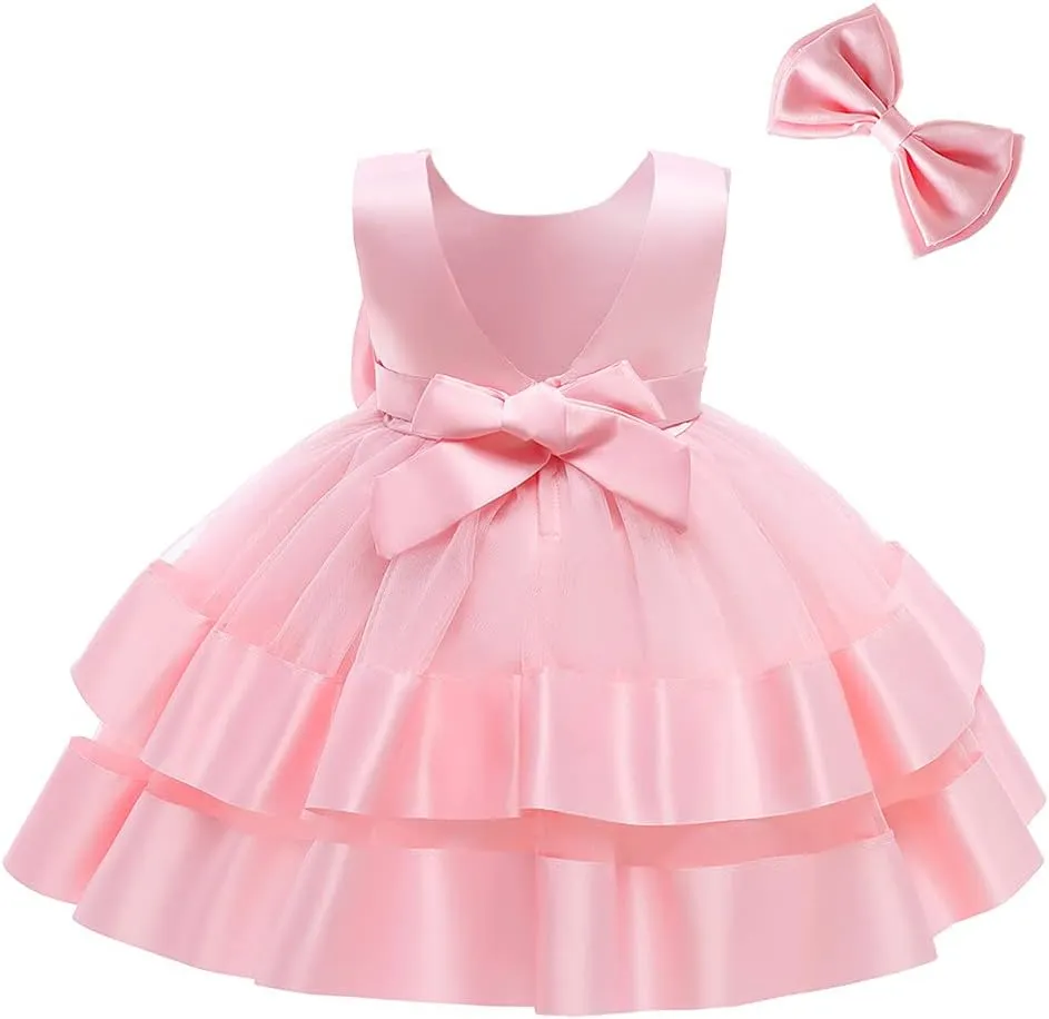 CMMCHAAH 0-6 Years Baby Girls Pageant Dress Toddler Formal Backless Wedding Bridesmaid Dresses