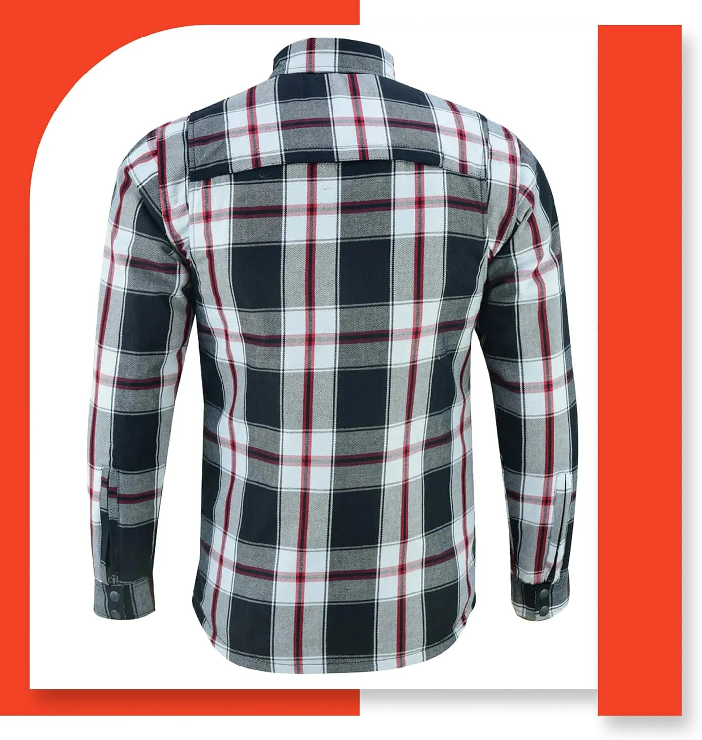 Daniel Smart Men's Motorcycle Shirt Plaid Biker Flannel Jacket Removable Sporty Armored, Zipper Closure & Water Resistant