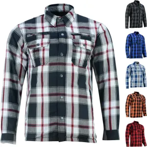 Daniel Smart Men's Motorcycle Shirt Plaid Biker Flannel Jacket Removable Sporty Armored, Zipper Closure & Water Resistant