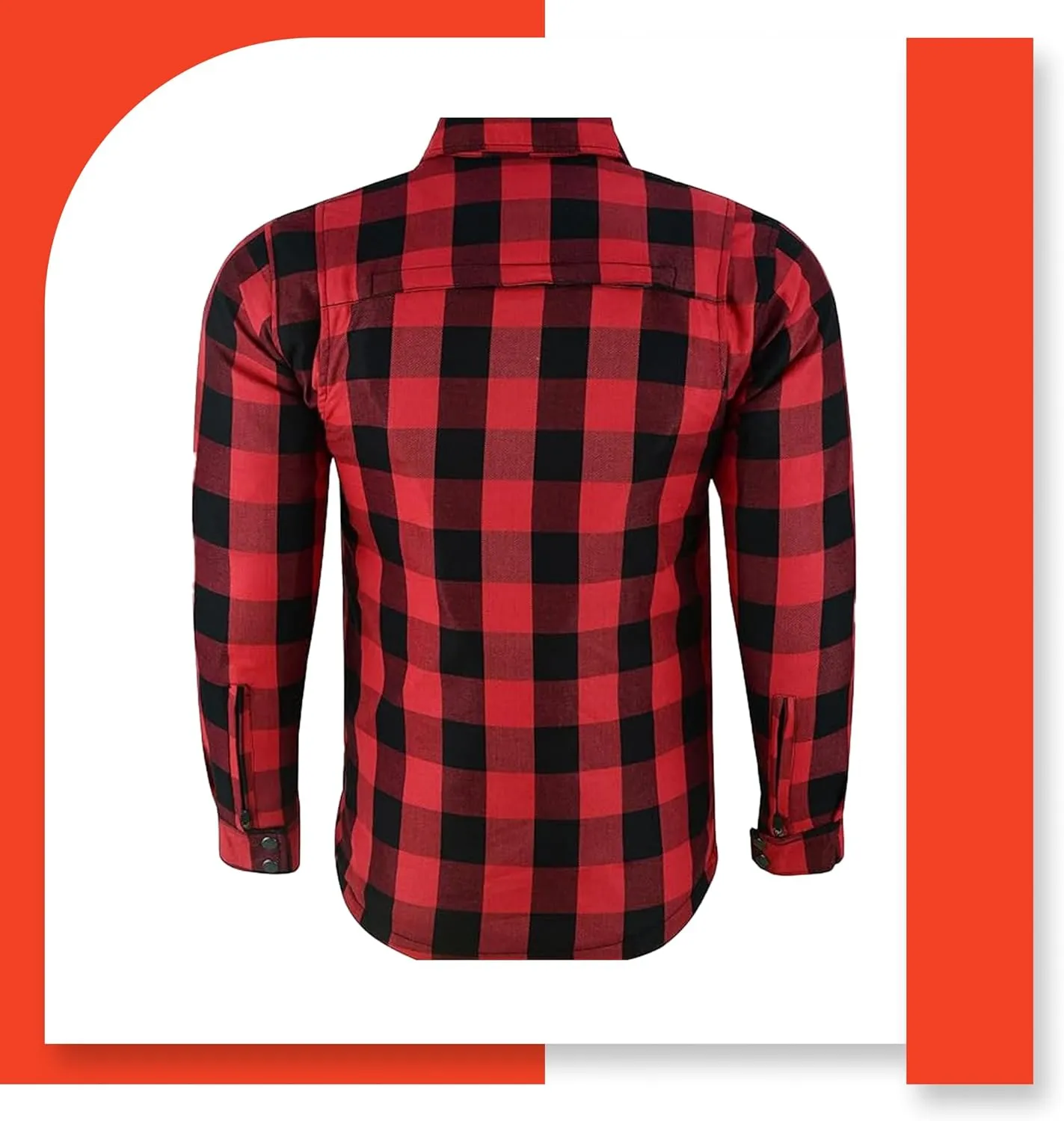 Daniel Smart Men's Motorcycle Shirt Plaid Biker Flannel Jacket Removable Sporty Armored, Zipper Closure & Water Resistant