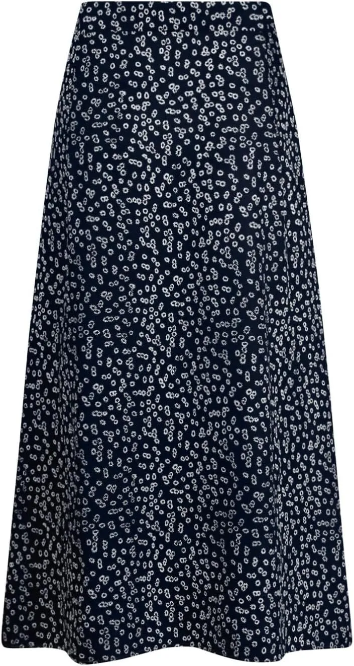 Ditsy Floral Boho Skirt for Women with Slit Summer High Waisted Flowy Midi Skirt Casual A-Line Split Beach Skirt