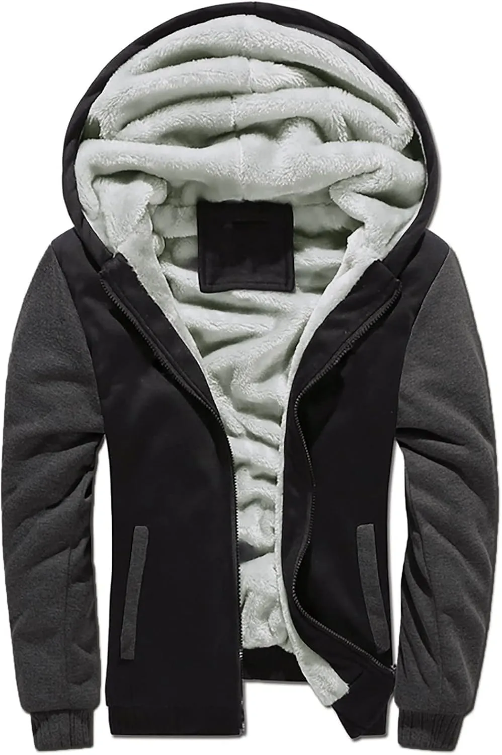 DuDubaby Men's Autumn and Winter Color Loose Casual Plush Jacket