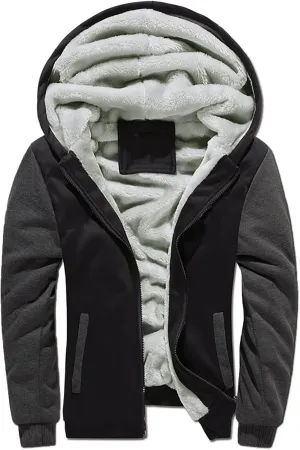 DuDubaby Men's Autumn and Winter Color Loose Casual Plush Jacket