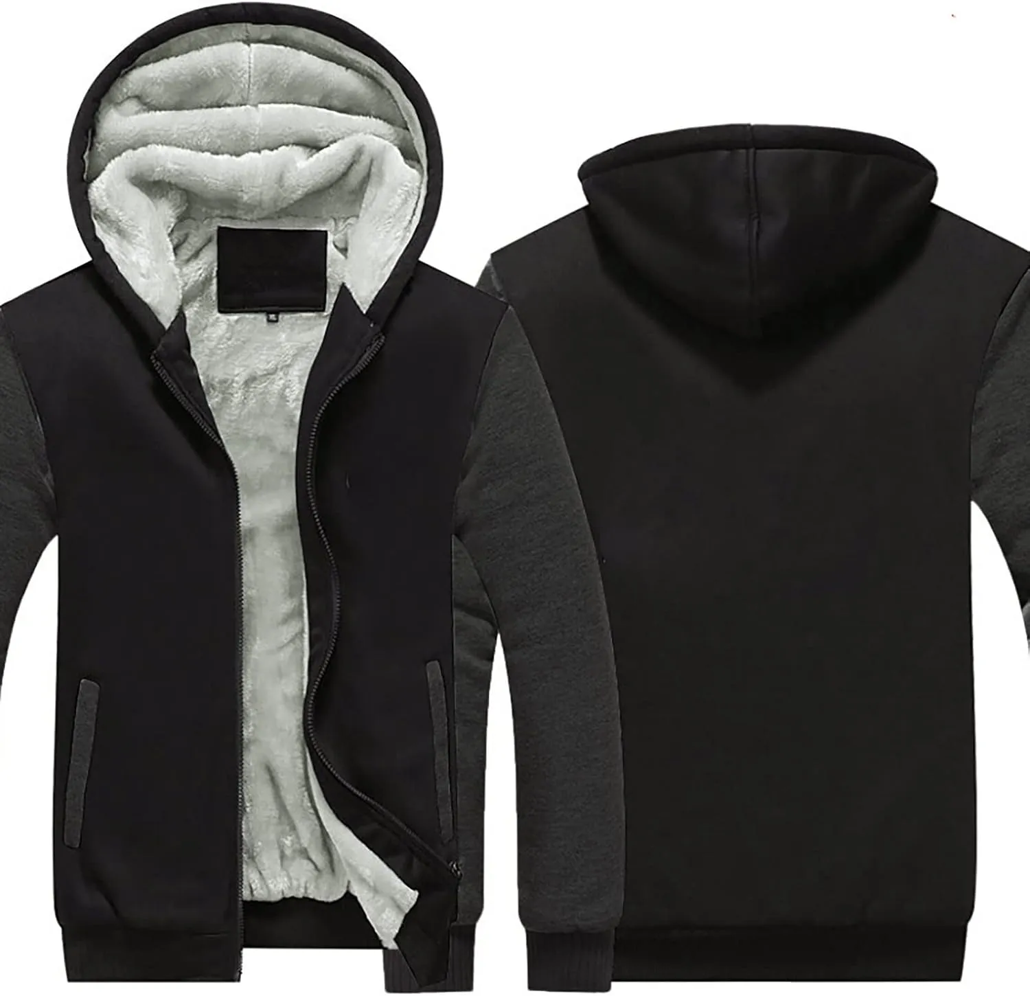 DuDubaby Men's Autumn and Winter Color Loose Casual Plush Jacket