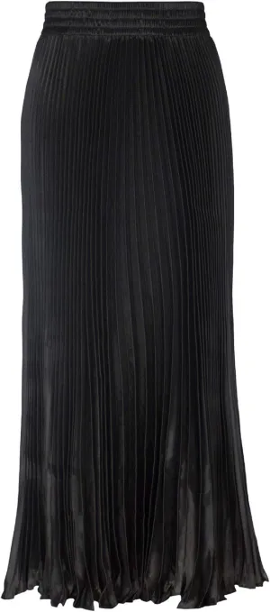 ebossy Women's Boho Satin Metallic Pleated Accordion Skirts Elastic High Waist Flowy A Line Shirring Maxi Long Skirt