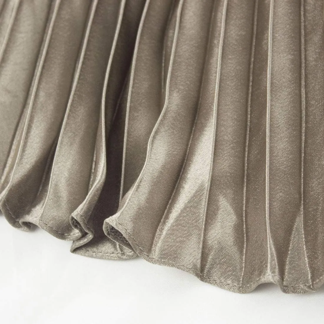 ebossy Women's Boho Satin Metallic Pleated Accordion Skirts Elastic High Waist Flowy A Line Shirring Maxi Long Skirt