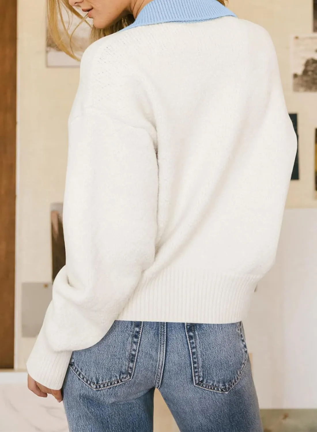 EVALESS Womens Cardigan Sweaters 2024 Winter Colorblock Button Down Open Front Sweater Short Cardigans Outwear Coats