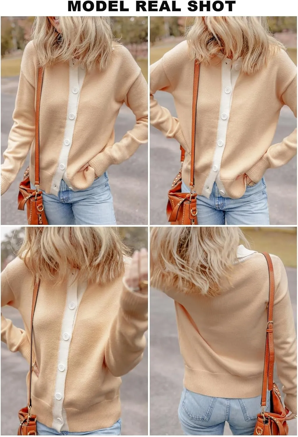 EVALESS Womens Cardigan Sweaters 2024 Winter Colorblock Button Down Open Front Sweater Short Cardigans Outwear Coats