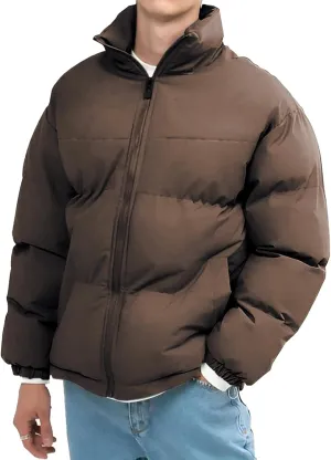 evzosrz Men's Winter Down Puffer Jackets, Fashion Sports Zip Water Resistant Windproof Insulated Jacket Padded Quilted Coats