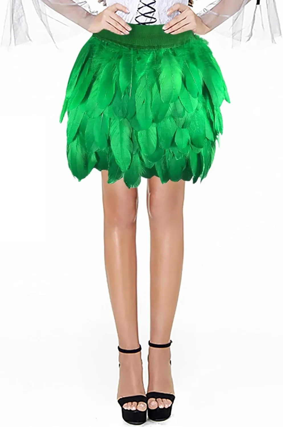 Feather Skirt Mid Waist A-line Real Natural Feather Short Skirts for Women Sexy Summer Carnival Skirts