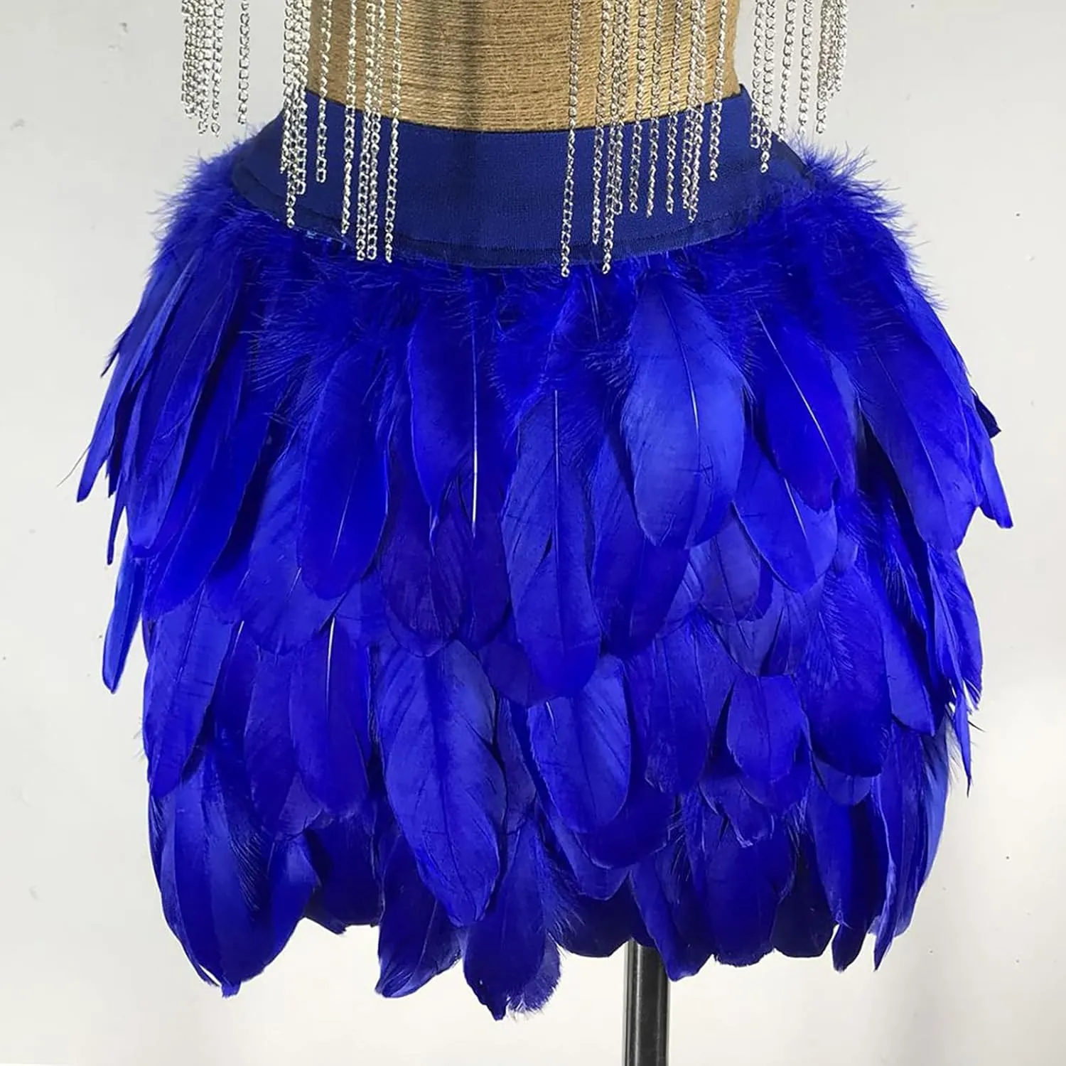 Feather Skirt Mid Waist A-line Real Natural Feather Short Skirts for Women Sexy Summer Carnival Skirts