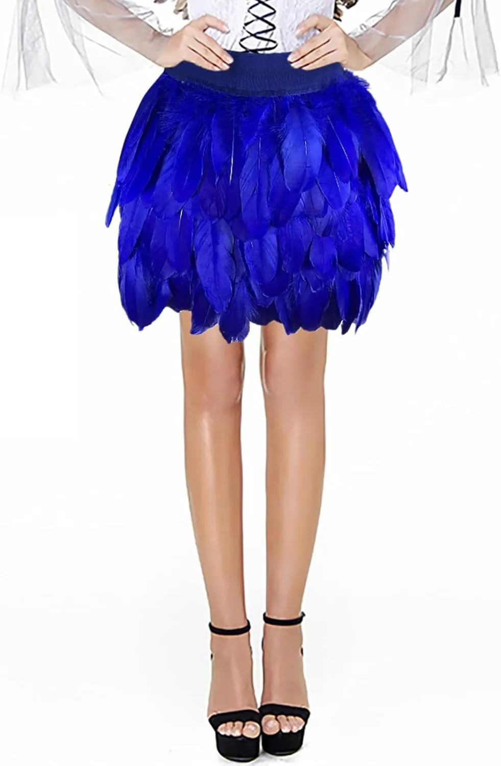 Feather Skirt Mid Waist A-line Real Natural Feather Short Skirts for Women Sexy Summer Carnival Skirts