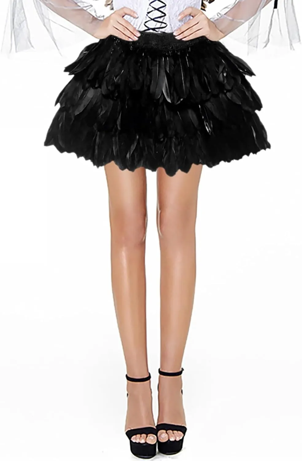 Feather Skirt Mid Waist A-line Real Natural Feather Short Skirts for Women Sexy Summer Carnival Skirts
