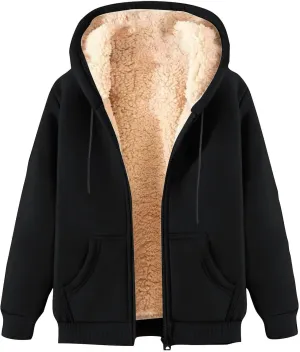 Fleece Jacket Men Winter Warm Zip Up Coats Sherpa Lined Thick Warm Jackets Casual Long Sleeve Outerwear Hoodies