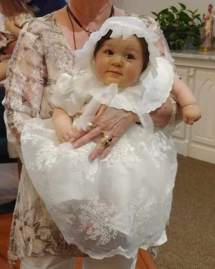 Glamulice Baby Girls Christening Baptism Dress Newborn Floral Embroidered Lace Dresses for Toddler