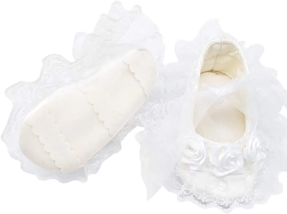 Glamulice Baby Girls Christening Baptism Dress Newborn Floral Embroidered Lace Dresses for Toddler