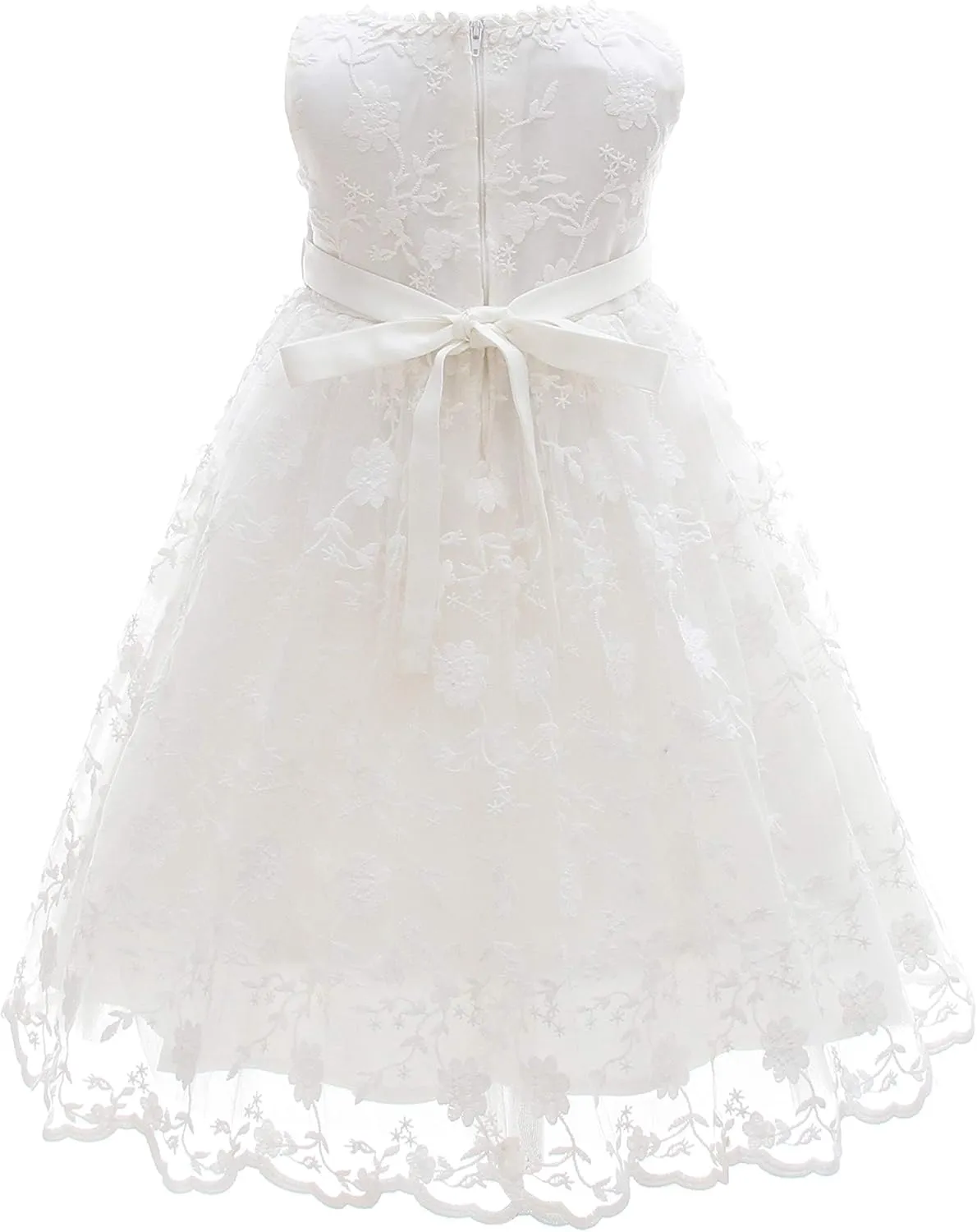 Glamulice Baby Girls Christening Baptism Dress Newborn Floral Embroidered Lace Dresses for Toddler
