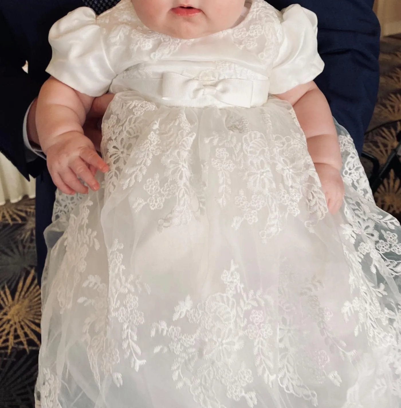 Glamulice Baby Girls Christening Baptism Dress Newborn Floral Embroidered Lace Dresses for Toddler