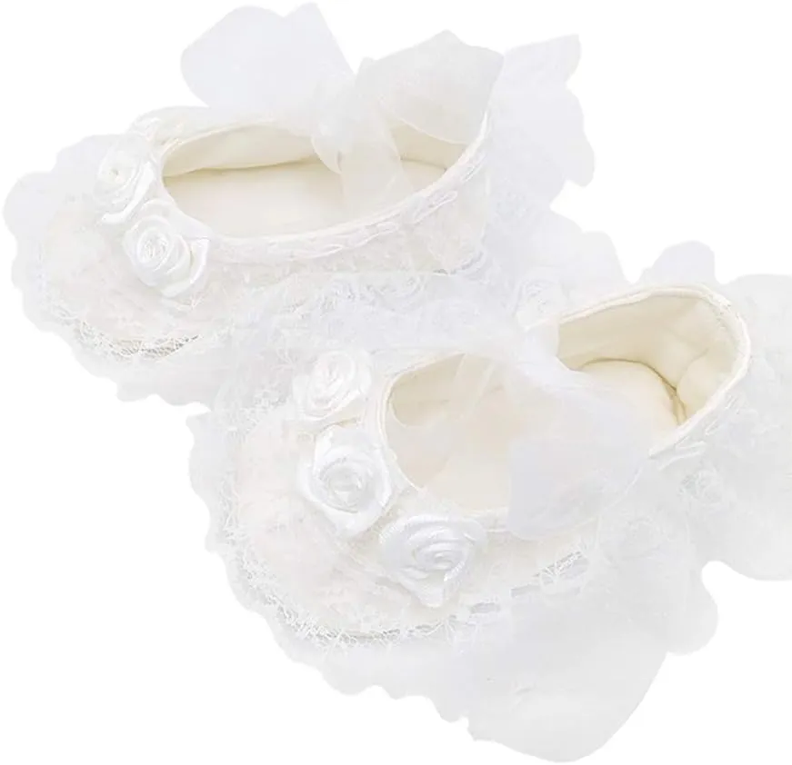 Glamulice Baby Girls Christening Baptism Dress Newborn Floral Embroidered Lace Dresses for Toddler