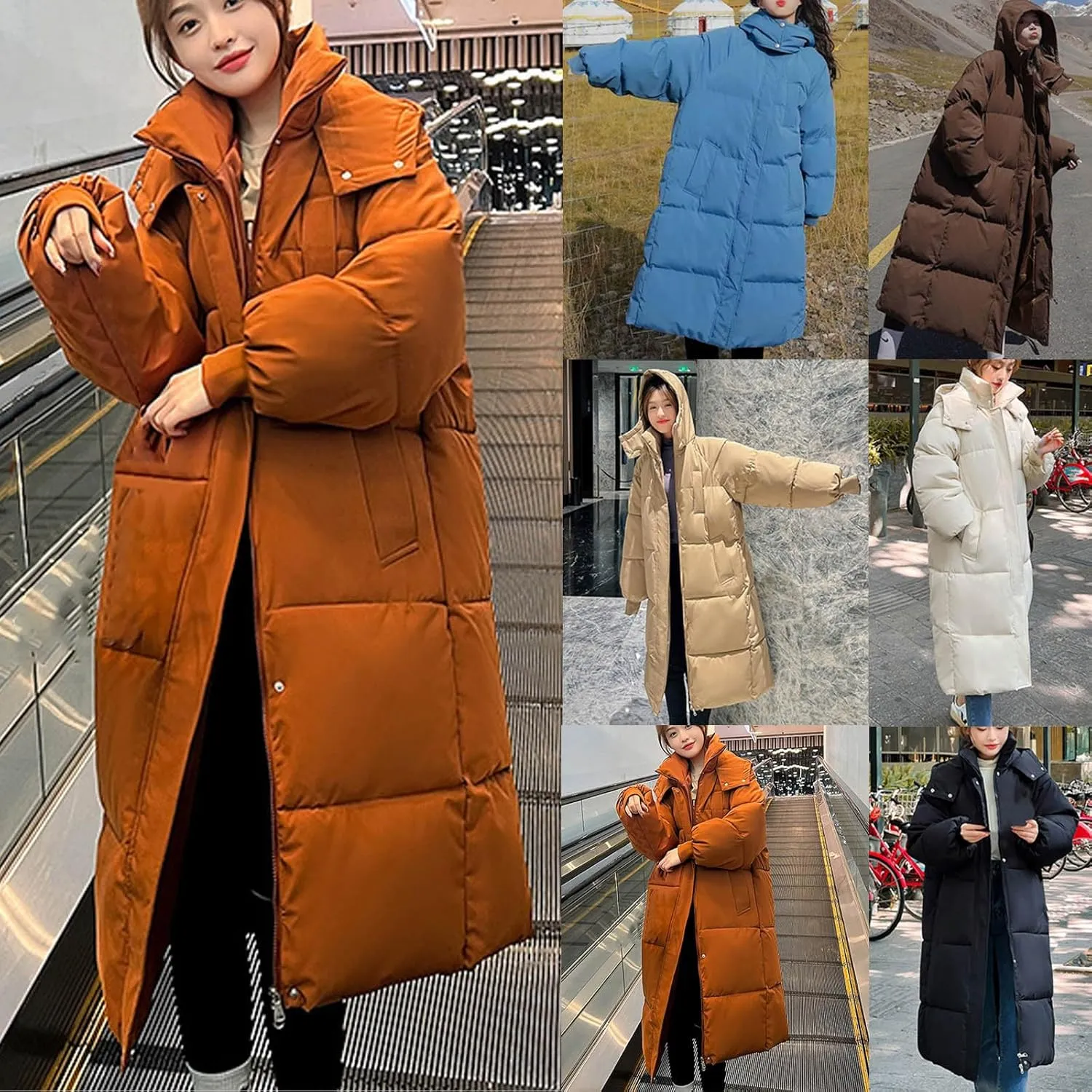 HGps8w Long Quilted Coats for Women Loose Maxi Lenght Winter Overcoat Thicken Warm Padded Down Hooded Puffer Jacket Outerwear