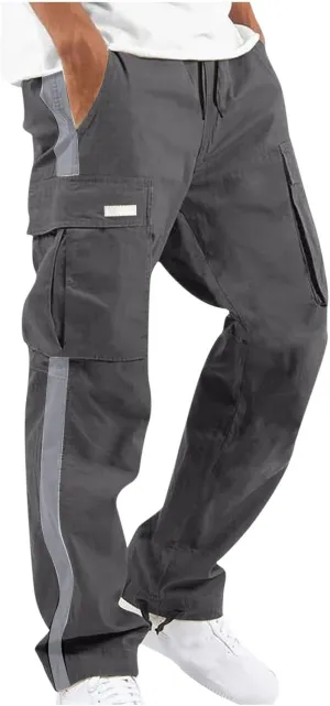 Hiking Pants for Men Stylish Splice Cargo Pants Multi-Pocket Straight Leg Cargo Trousers Relax Fit Workout Track Pant