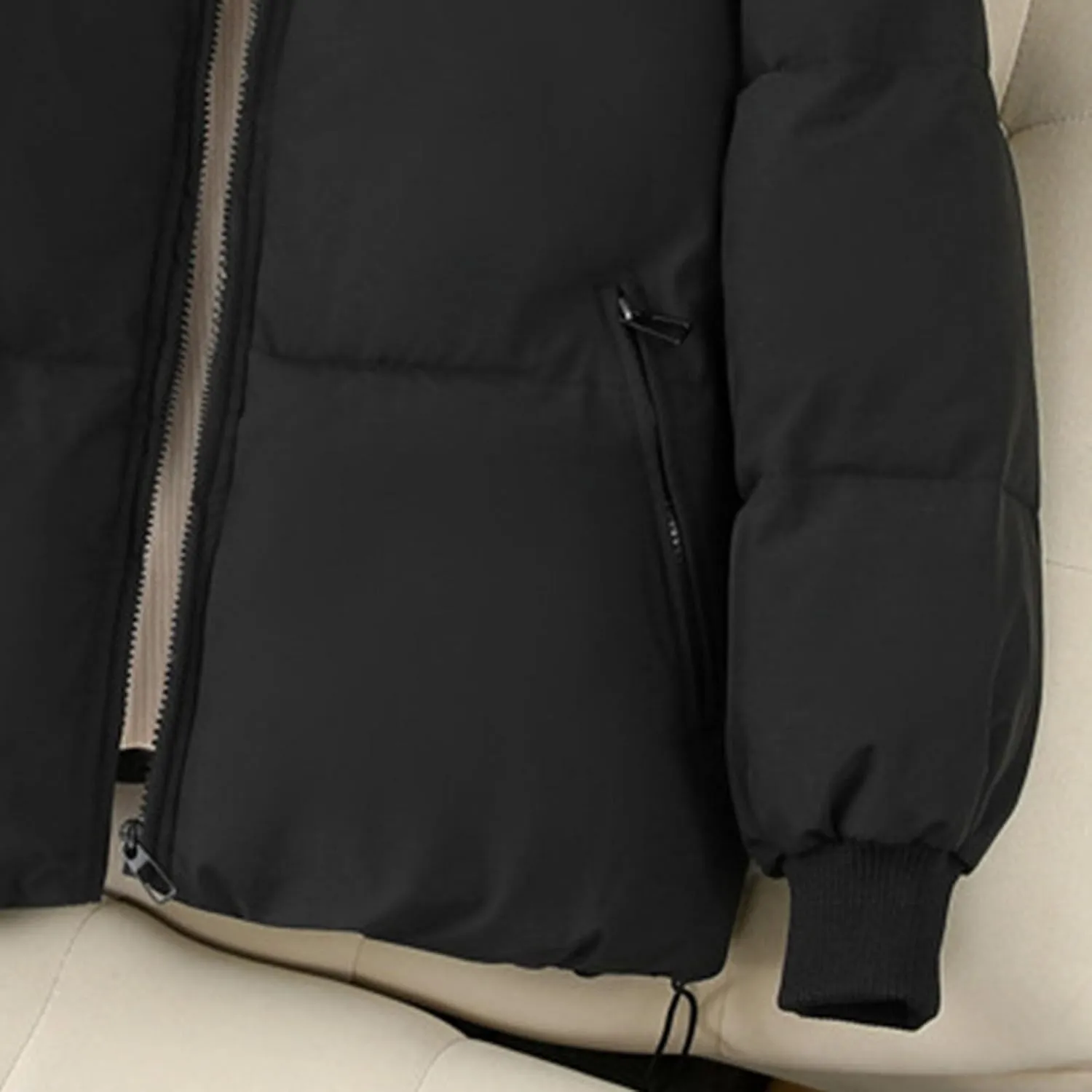 JEsilunmaMY Women's Thicken Short Puffer Jacket Stand Collar Casual Loose Down Coats Warm Winter Insulated Padded Coat