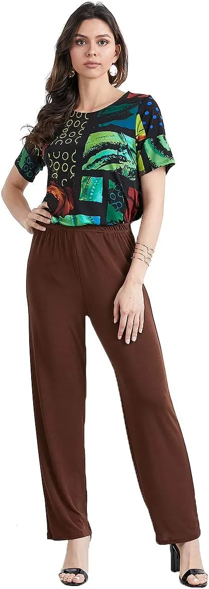 Jostar Women's Elastic Waist Pants – Pull On Stretch Basic Soft Casual Trouser