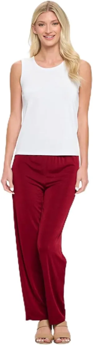 Jostar Women's Elastic Waist Pants – Pull On Stretch Basic Soft Casual Trouser