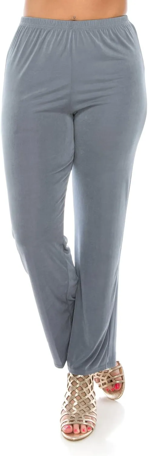 Jostar Women's Elastic Waist Pants – Pull On Stretch Basic Soft Casual Trouser