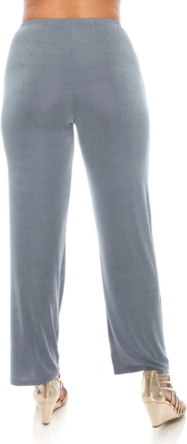 Jostar Women's Elastic Waist Pants – Pull On Stretch Basic Soft Casual Trouser