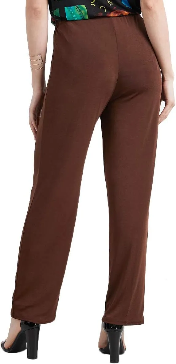 Jostar Women's Elastic Waist Pants – Pull On Stretch Basic Soft Casual Trouser