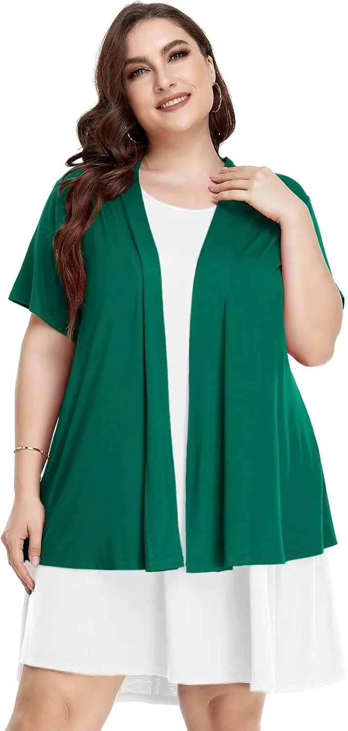LARACE Short Sleeve Cardigans for Womens Summer Tops Casual Plus Size Open Front Lightweight Cover Up