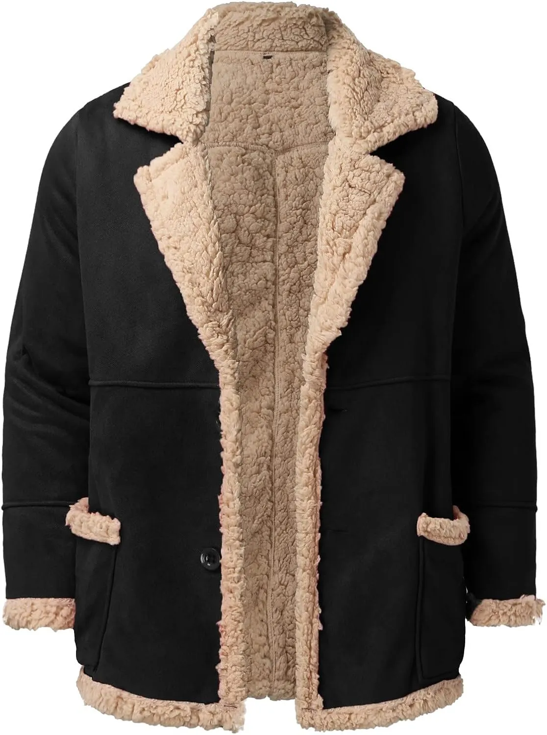 LCMTWX Men's Winter Jacket Windproof Stand Collar Knitted Splice Sweater Coat Casual Cardigan Stylish Outwear Coats for