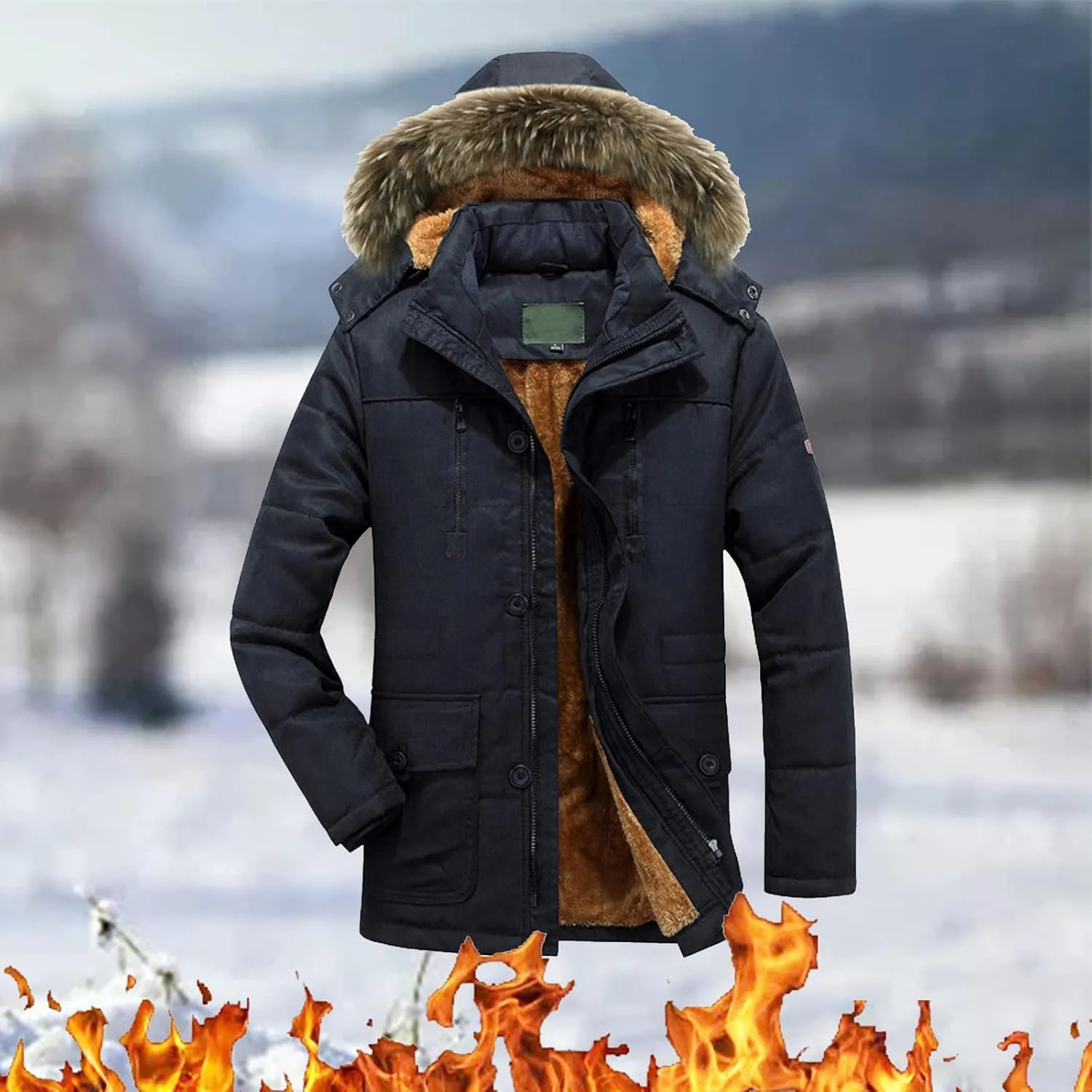 LCMTWX Men's Winter Jacket Windproof Stand Collar Knitted Splice Sweater Coat Casual Cardigan Stylish Outwear Coats for