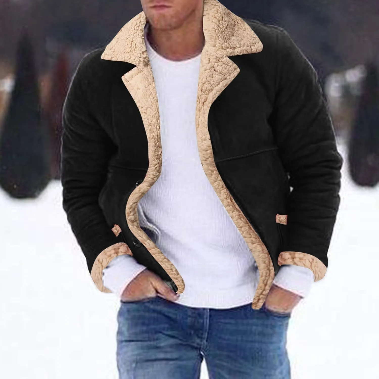 LCMTWX Men's Winter Jacket Windproof Stand Collar Knitted Splice Sweater Coat Casual Cardigan Stylish Outwear Coats for