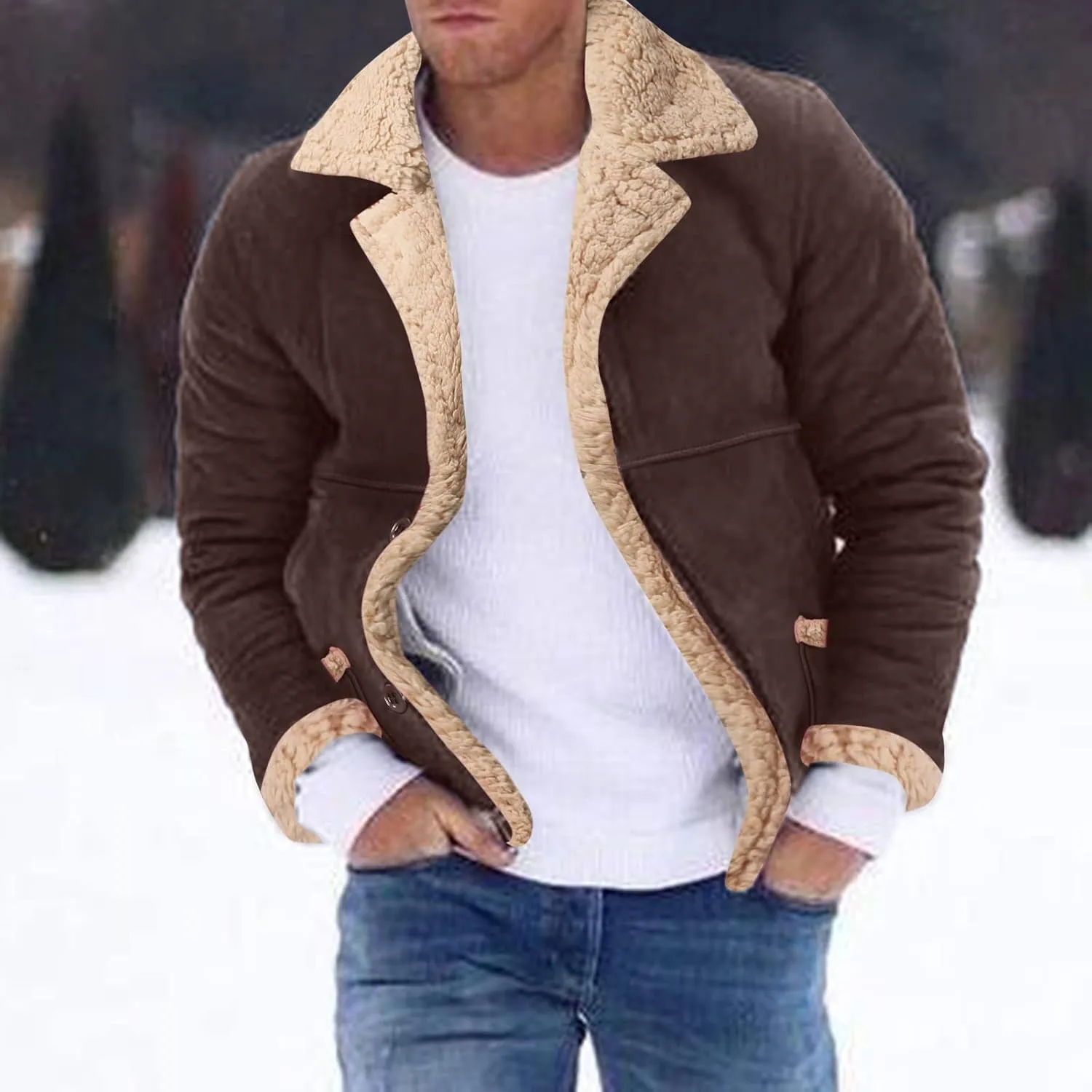 LCMTWX Men's Winter Jacket Windproof Stand Collar Knitted Splice Sweater Coat Casual Cardigan Stylish Outwear Coats for