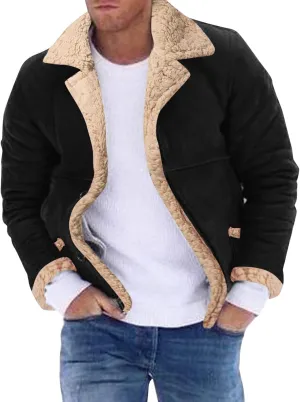LCMTWX Men's Winter Jacket Windproof Stand Collar Knitted Splice Sweater Coat Casual Cardigan Stylish Outwear Coats for