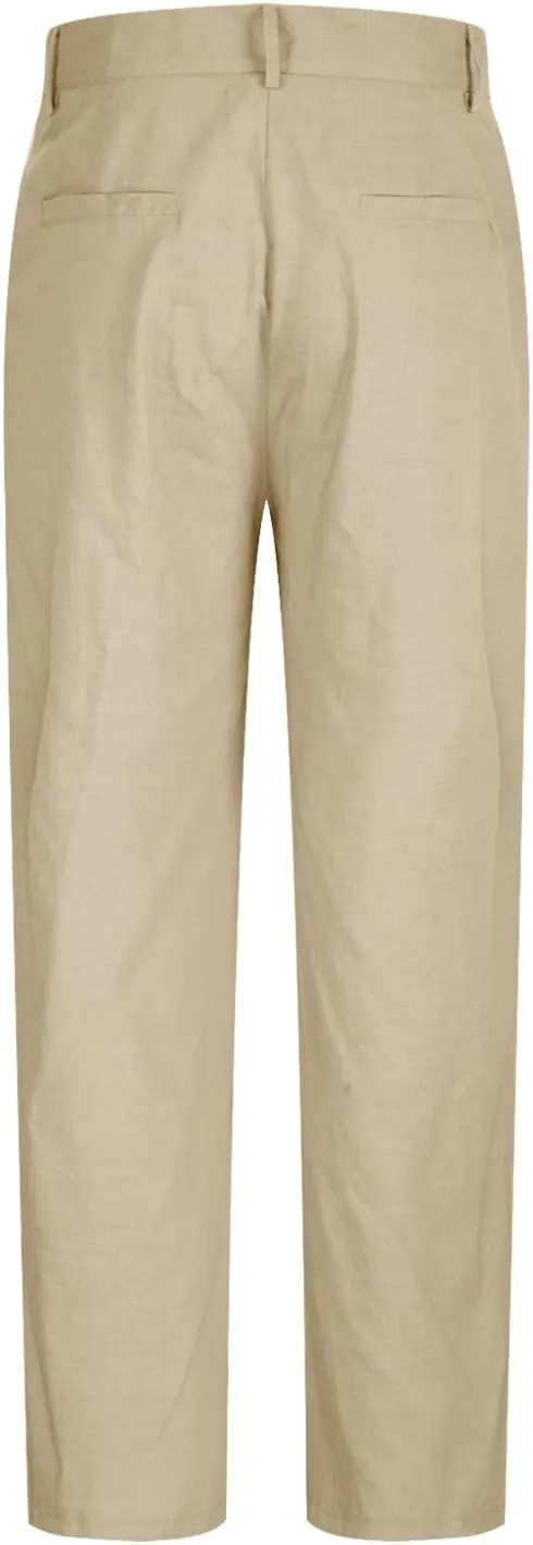 Linen Pants Men Big and Tall Straight Leg Pants Summer Breathable Pants Casual Trousers Lightweight Solid Color Pants