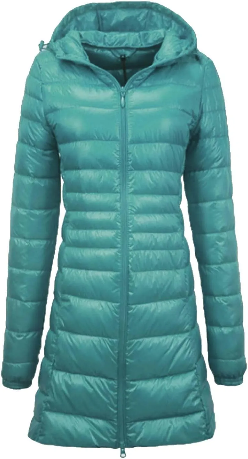 Long Puffer Coat For Women Plus Size Warm Winter Down Jackets Lightweight Removable Hood Quilted Coats