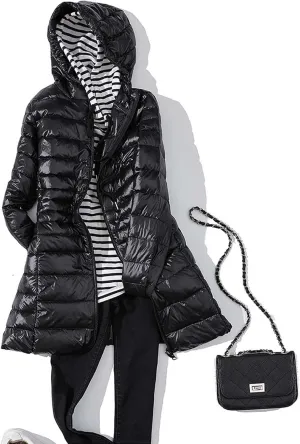 Long Puffer Coat For Women Plus Size Warm Winter Down Jackets Lightweight Removable Hood Quilted Coats