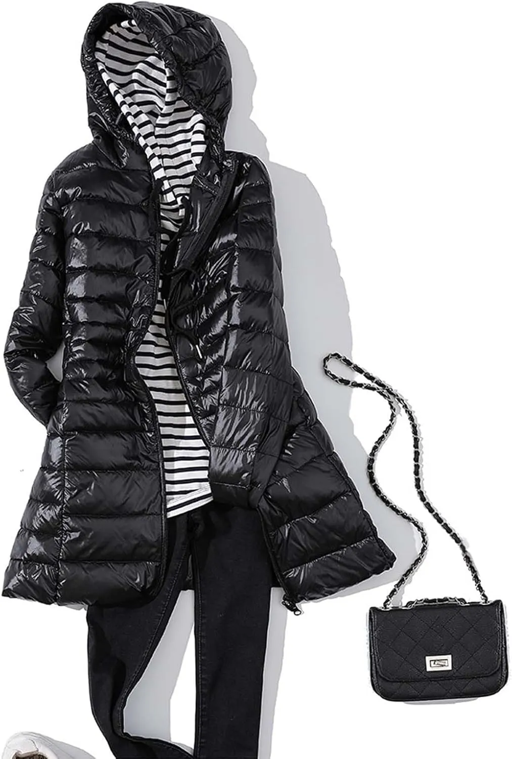 Long Puffer Coat For Women Plus Size Warm Winter Down Jackets Lightweight Removable Hood Quilted Coats