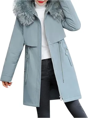 Long Puffer Jacket Women Lightweight Down Jacket Packable Parkas Jacket Maxi Water-Resistant Winter Hooded Quilted Coats