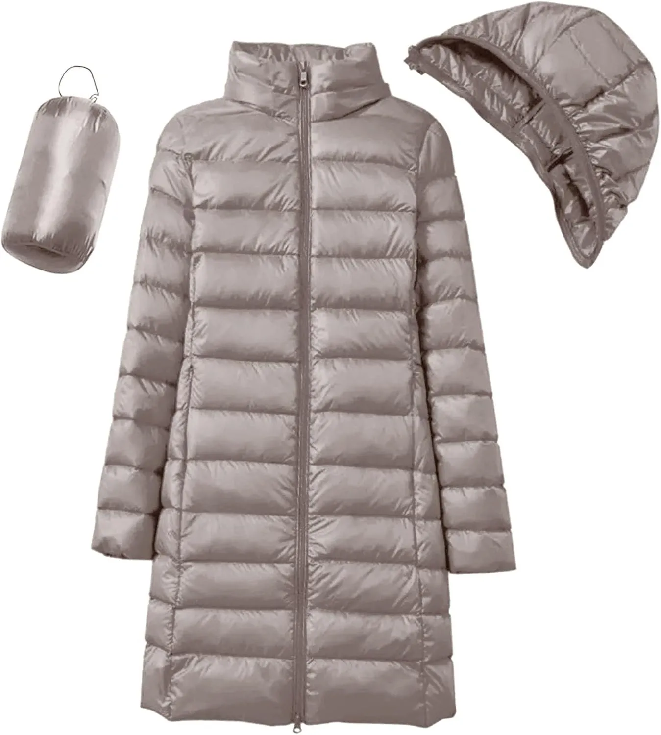 Long Puffer Jackets for Women Winter Warm Down Jackets Lightweight Removable Hood Thickened Puffer Quilted Coats