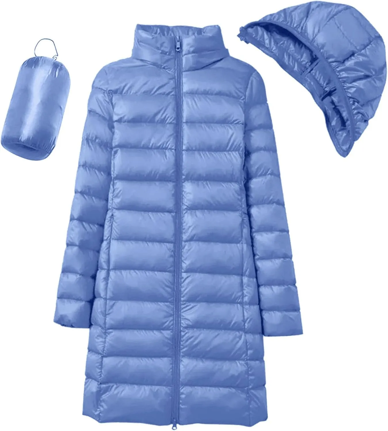 Long Puffer Jackets for Women Winter Warm Down Jackets Lightweight Removable Hood Thickened Puffer Quilted Coats